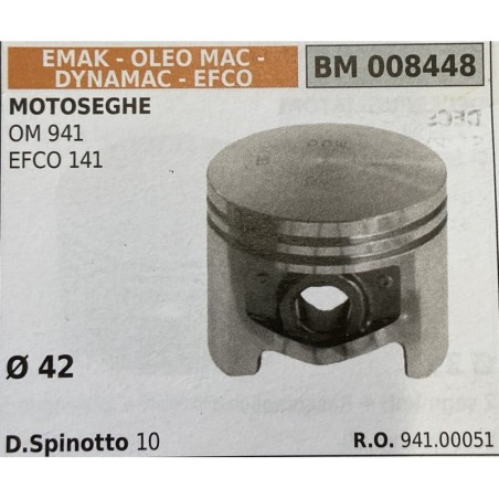 BRUMAR PISTONE COMPLETO EMAK  OLEO MAC  DYNAMAC  EFCO MOTOSEGHE OM 941 EFCO 141  Ø 42 DSpinotto 10  RO 94100051