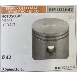 BRUMAR PISTONE COMPLETO EMAK  OLEO MAC  DYNAMAC  EFCO MOTOSEGHE OM 947 EFCO 147  Ø 42 DSpinotto 10  RO 50072032