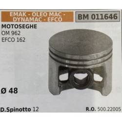 BRUMAR PISTONE COMPLETO EMAK  OLEO MAC  DYNAMAC  EFCO MOTOSEGHE OM 962 EFCO 162  Ø 48 DSpinotto 12  RO 50022005