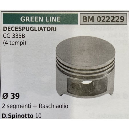 BRUMAR PISTONE COMPLETO GREEN LINE DECESPUGLIATORI CG 335B (4 tempi)  Ø 39 2 segmenti + raschiaolio DSpinotto 10  RO