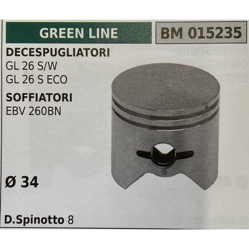 BRUMAR PISTONE COMPLETO GREEN LINE DECESPUGLIATORI GL 26 SW GL 26 S ECO SOFFIATORI EBV 260BN  Ø 34 DSpinotto 8  RO