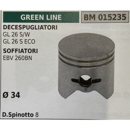 BRUMAR PISTONE COMPLETO GREEN LINE DECESPUGLIATORI GL 26 SW GL 26 S ECO SOFFIATORI EBV 260BN  Ø 34 DSpinotto 8  RO