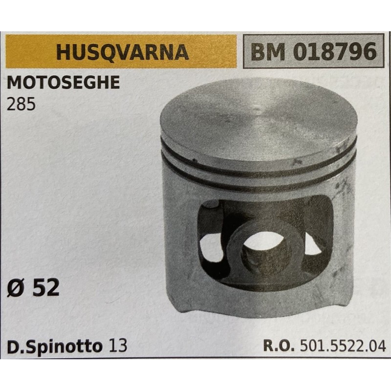 BRUMAR PISTONE COMPLETO HUSQVARNA MOTOSEGHE 285  Ø 52 D Spinotto 13  RO 501552204