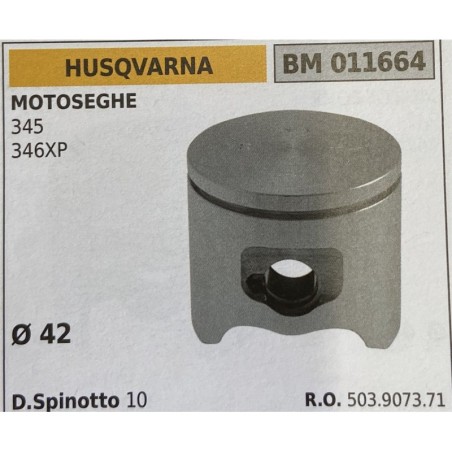 BRUMAR PISTONE COMPLETO HUSQVARNA MOTOSEGHE 345 346XP  Ø 42 D Spinotto 10  RO 503907371