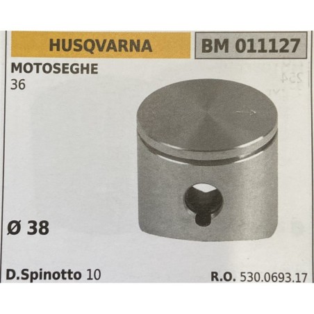 BRUMAR PISTONE COMPLETO HUSQVARNA MOTOSEGHE 36  Ø 38 D Spinotto 10  RO 530069317