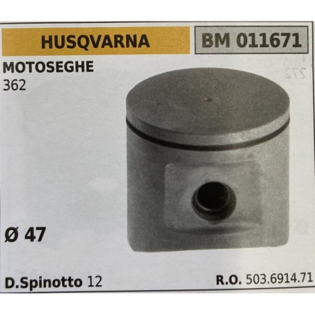 BRUMAR PISTONE COMPLETO HUSQVARNA MOTOSEGHE 362  Ø 47 D Spinotto 12  RO 503691471