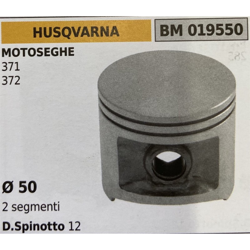 BRUMAR PISTONE COMPLETO HUSQVARNA MOTOSEGHE 371 372  Ø 50 2 segmenti D Spinotto 12  RO