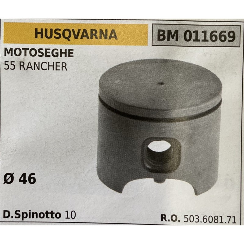 BRUMAR PISTONE COMPLETO HUSQVARNA MOTOSEGHE 55 RANCHER  Ø 46 D Spinotto 10  RO 503608171