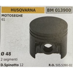 BRUMAR PISTONE COMPLETO HUSQVARNA MOTOSEGHE 61  Ø 48 2 segmenti D Spinotto 12  RO 505539002