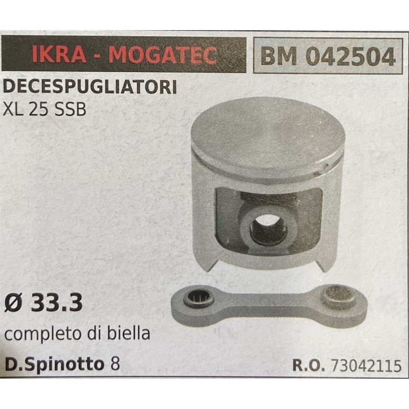 BRUMAR PISTONE COMPLETO IKRA  MOGATEC DECESPUGLIATORI XL 25 SSB  Ø 333 completo di biella D Spinotto 8  RO 73042115