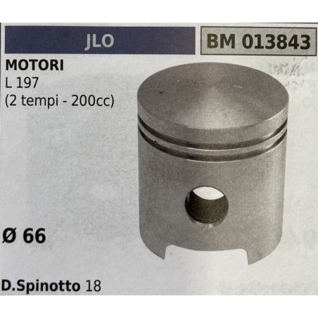 BRUMAR PISTONE COMPLETO JLO MOTORI L 197 (2 tempi  200cc)  Ø 66 D Spinotto 18  RO
