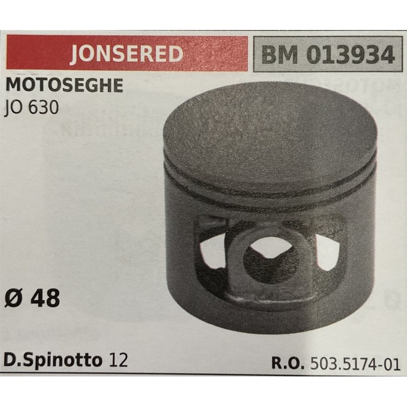 BRUMAR PISTONE COMPLETO JONSERED MOTOSEGHE JO 630  Ø 48 D Spinotto 12  RO 503517401