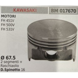 BRUMAR PISTONE COMPLETO KAWASAKI MOTORI FH 451V FH 500V FH 531V  Ø 675 2 segmenti + raschiaolio D Spinotto 16  RO