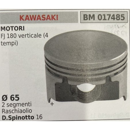 BRUMAR PISTONE COMPLETO KAWASAKI MOTORI FJ 180 verticale (4 tempi)  Ø 65 2 segmenti + raschiaolio D Spinotto 16  RO