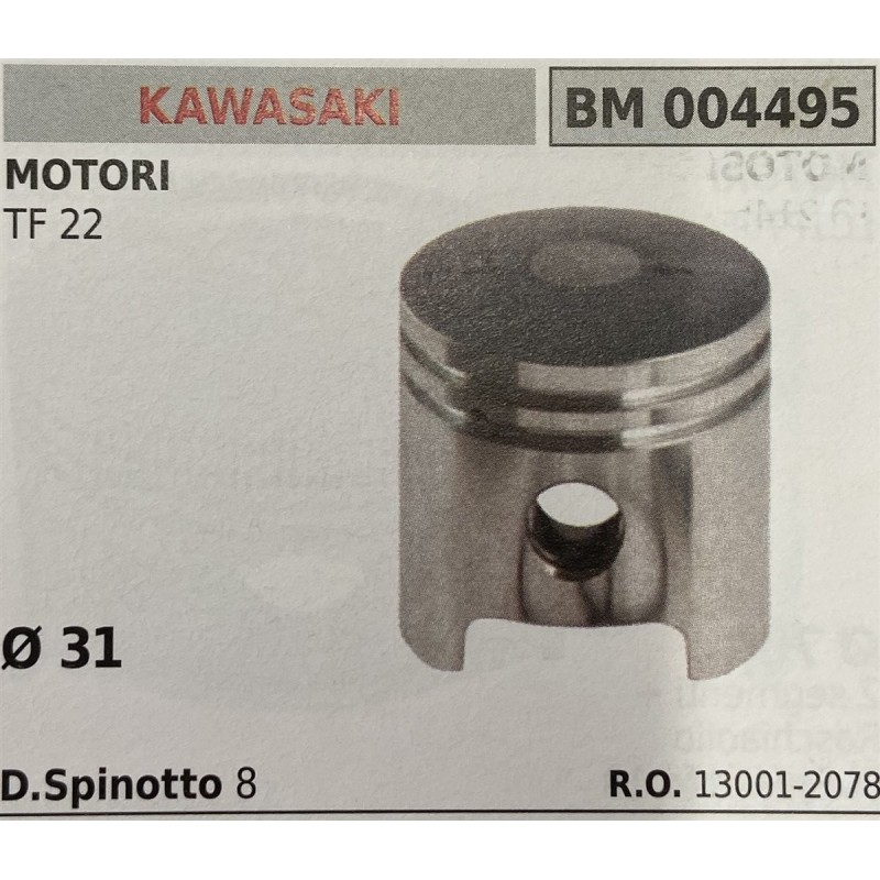 BRUMAR PISTONE COMPLETO KAWASAKI MOTORI TF 22  Ø 31 D Spinotto 8  RO 130012078