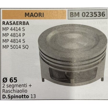 BRUMAR PISTONE COMPLETO MAORI RASAERBA MP 4414 S MP 4814 P MP 4814 S MP 5014 SQ  Ø 65 2 segmenti + raschiaolio D Spinotto 13  R