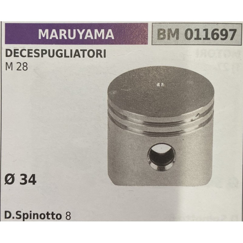 BRUMAR PISTONE COMPLETO MARUYAMA DECESPUGLIATORI M 28  Ø 34 D Spinotto 8  RO