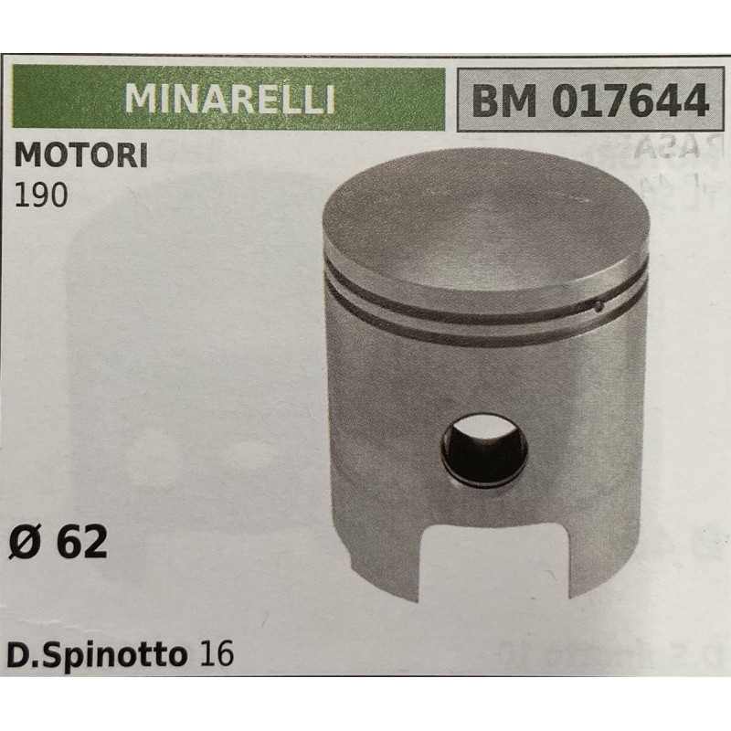 BRUMAR PISTONE COMPLETO MINARELLI MOTORI 190  Ø 62 D Spinotto 16  RO