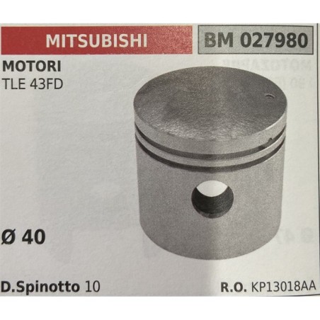 BRUMAR PISTONE COMPLETO MITSUBISHI MOTORI TLE 43FD  Ø 40  D Spinotto 10  RO KP13018AA