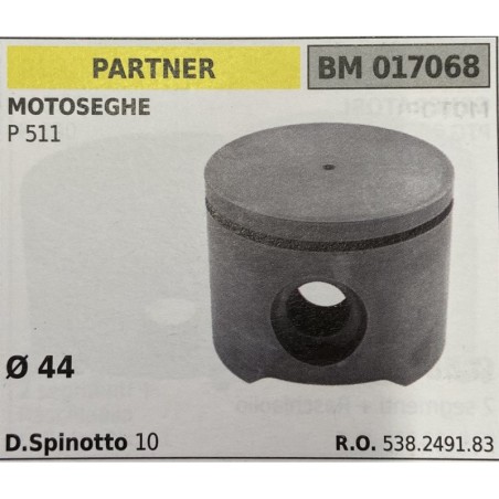 BRUMAR PISTONE COMPLETO PARTNER MOTOSEGHE P 511  Ø 44  D Spinotto 10  RO 538249183