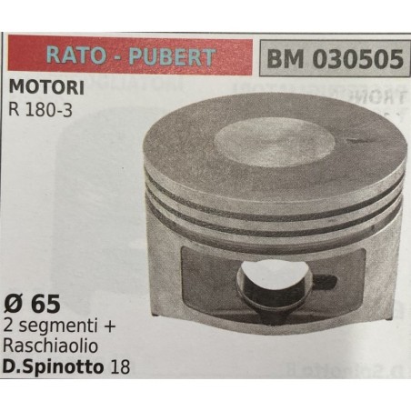 BRUMAR PISTONE COMPLETO RATO  PUBERT MOTORI R 1803  Ø 65 2 segmenti + raschiaolio D Spinotto 18  RO