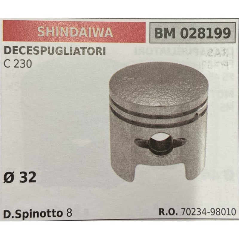 BRUMAR PISTONE COMPLETO SHINDAIWA  DECESPUGLIATORI C 230  Ø 32 D Spinotto 8  RO 7023498010