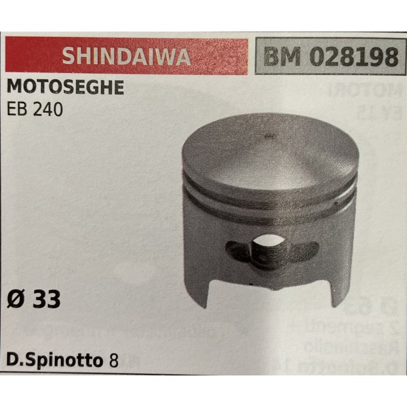 BRUMAR PISTONE COMPLETO SHINDAIWA MOTOSEGHE EB 240  Ø 33 D Spinotto 8  RO
