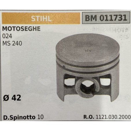 BRUMAR PISTONE COMPLETO STIHL MOTOSEGHE 024 MS 240  Ø 42 D Spinotto 10  RO 11210302000