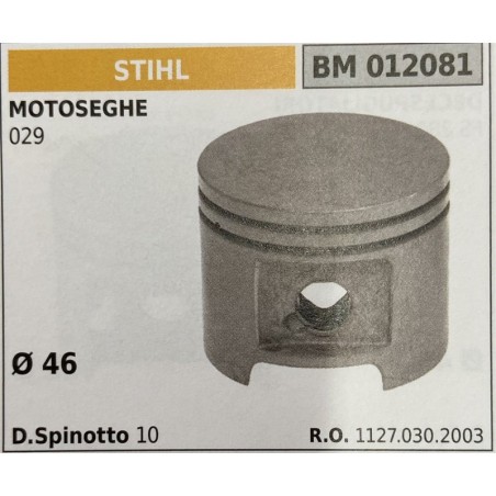 BRUMAR PISTONE COMPLETO STIHL MOTOSEGHE 029  Ø 46 D Spinotto 10  RO 11270302003