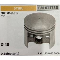 BRUMAR PISTONE COMPLETO STIHL MOTOSEGHE 038  Ø 48 D Spinotto 12  RO 11190302000