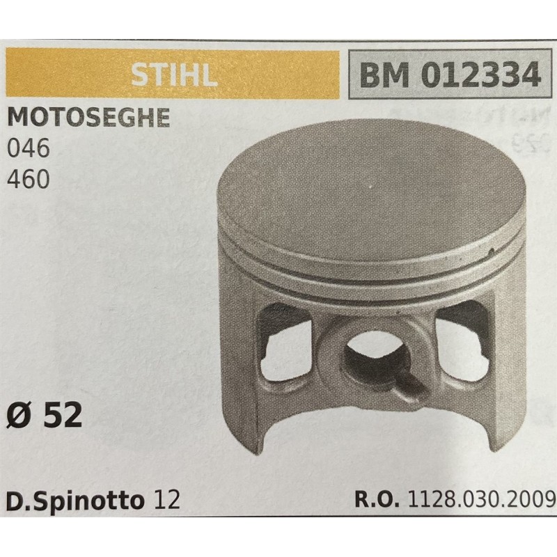 BRUMAR PISTONE COMPLETO STIHL MOTOSEGHE 046 460  Ø 52 D Spinotto 12 RO 11280302009