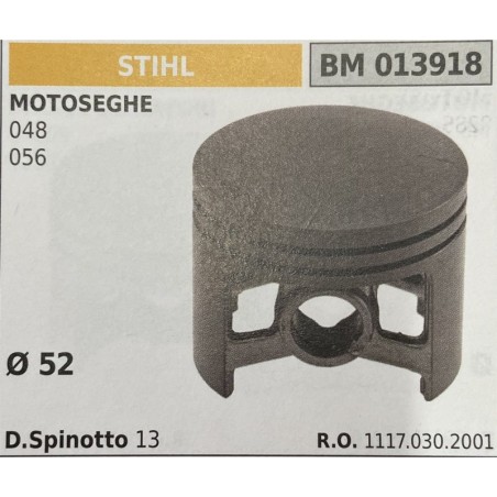 BRUMAR PISTONE COMPLETO STIHL MOTOSEGHE 048 056  Ø 52 D Spinotto 13 RO 11170302001
