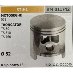 BRUMAR PISTONE COMPLETO STIHL MOTOSEGHE 051 TRONCATORI TS 50 TS 510 TS 760  Ø 52 D Spinotto 13 RO 11110302000