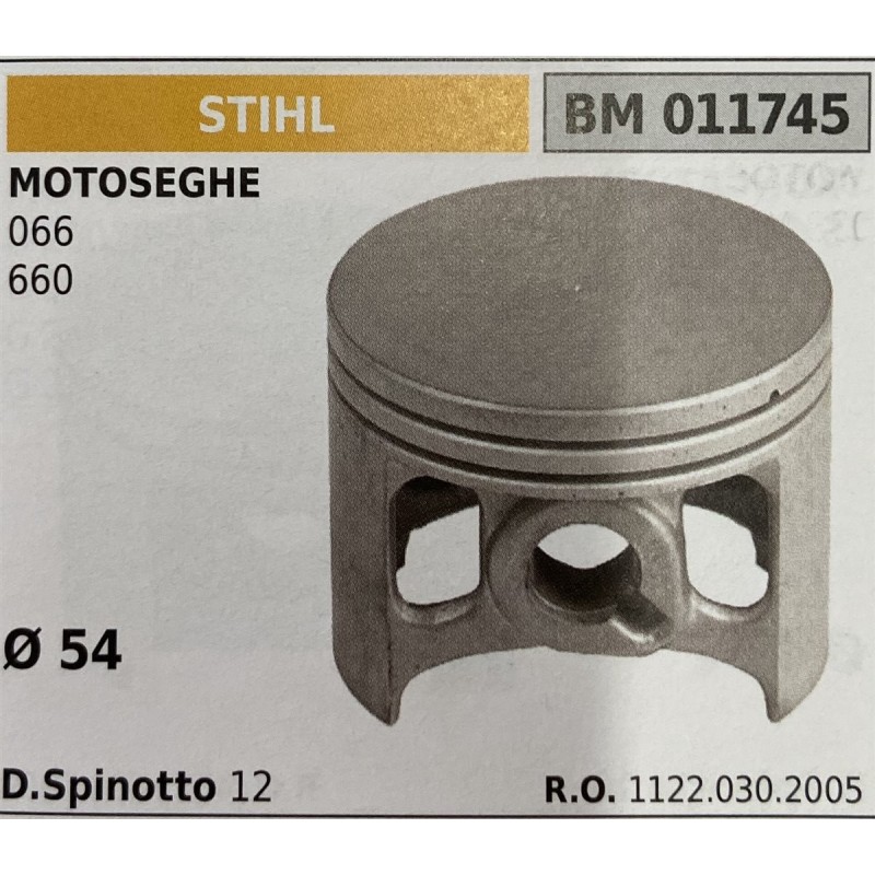 BRUMAR PISTONE COMPLETO STIHL MOTOSEGHE 066 660  Ø 54 D Spinotto 12 RO 11220302005