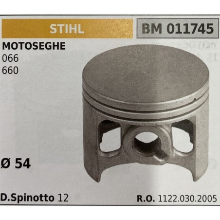 BRUMAR PISTONE COMPLETO STIHL MOTOSEGHE 066 660  Ø 54 D Spinotto 12 RO 11220302005