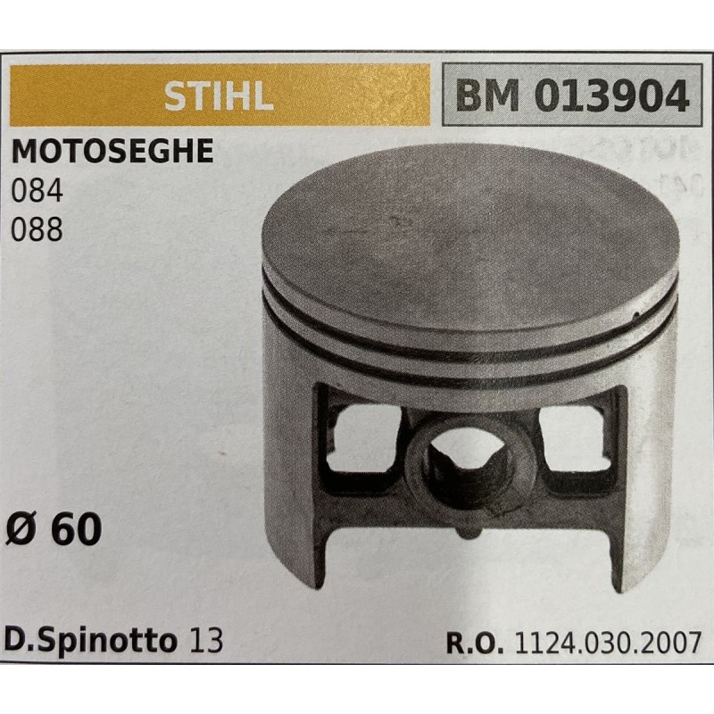 BRUMAR PISTONE COMPLETO STIHL MOTOSEGHE 084 088  Ø 60 D Spinotto 13 RO 11240302007
