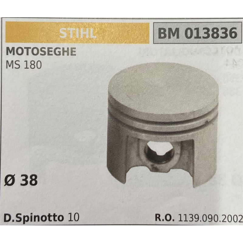 BRUMAR PISTONE COMPLETO STIHL MOTOSEGHE MS 180  Ø 38 D Spinotto 10 RO 11390902002
