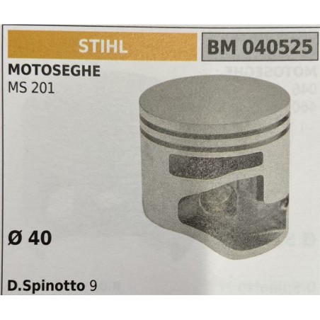 BRUMAR PISTONE COMPLETO STIHL MOTOSEGHE MS 201  Ø 40 D Spinotto 9 RO