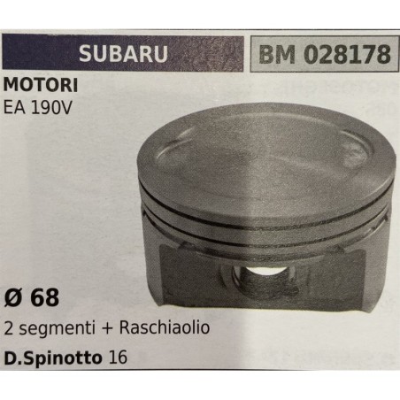BRUMAR PISTONE COMPLETO SUBARU MOTORI EA 190V  Ø 68 2 segmenti + raschiaolio D Spinotto 16 RO