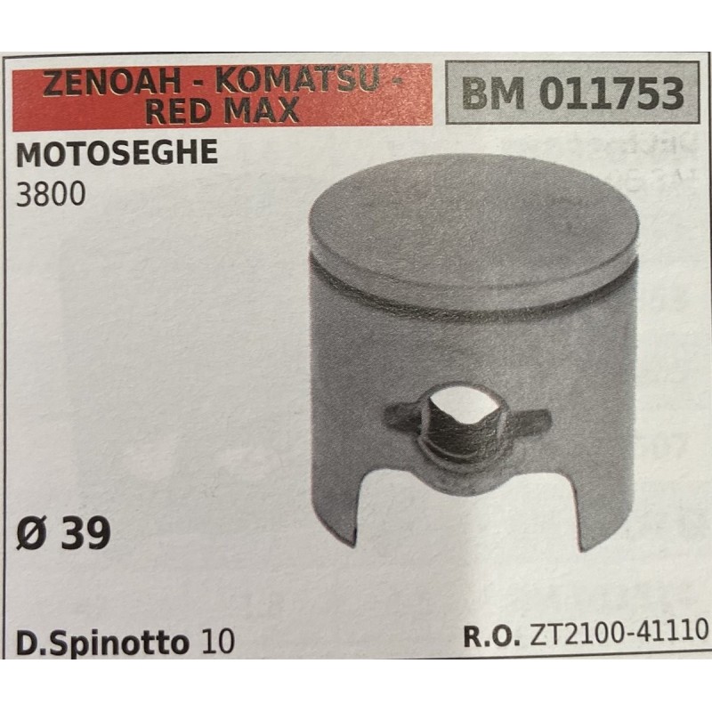 BRUMAR PISTONE COMPLETO ZENOAH  KOMATSU  RED MAX MOTOSEGHE 3800   Ø 39 D Spinotto 10 RO ZT210041110