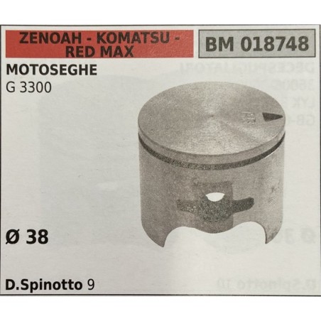 BRUMAR PISTONE COMPLETO ZENOAH  KOMATSU  RED MAX MOTOSEGHE G 3300   Ø 38 D Spinotto 9 RO