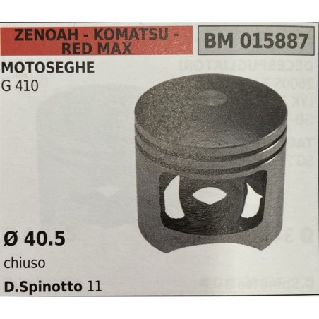 BRUMAR PISTONE COMPLETO ZENOAH  KOMATSU  RED MAX MOTOSEGHE G 410   Ø 405 chiuso D Spinotto 11 RO