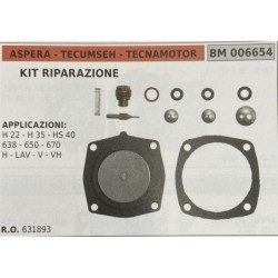 BRUMAR MEMBRANAKIT RIPARAZIONE ASPERA  TECUMSEH  TECNAMOTOR  KIT RIPARAZIONE  APPLICAZIONI H 22  H 35  HS 40 638  650  670 H  L