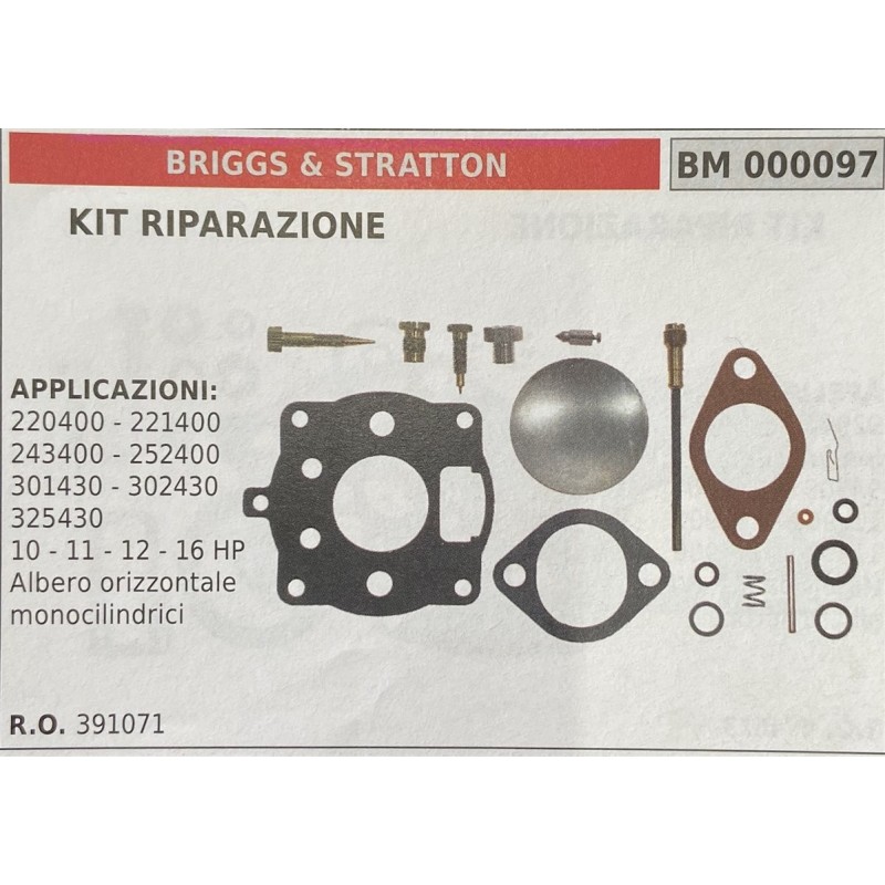 BRUMAR MEMBRANAKIT RIPARAZIONE BRIGGS & STRATTON  KIT RIPARAZIONE  APPLICAZIONI 220400  221400 243400  252400 301430  302430 32