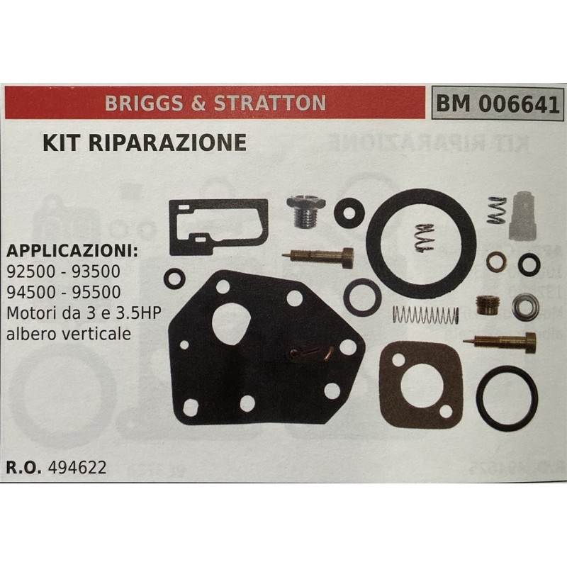 BRUMAR MEMBRANAKIT RIPARAZIONE BRIGGS & STRATTON  KIT RIPARAZIONE  APPLICAZIONI 92500  93500  94500  95500 Motori da 3 a 35HP a