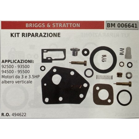 BRUMAR MEMBRANAKIT RIPARAZIONE BRIGGS & STRATTON  KIT RIPARAZIONE  APPLICAZIONI 92500  93500  94500  95500 Motori da 3 a 35HP a