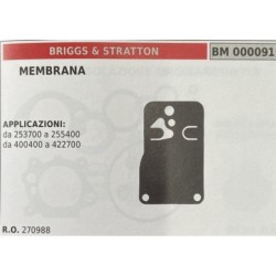 BRUMAR MEMBRANAKIT RIPARAZIONE BRIGGS & STRATTON  MEMBRANA  APPLICAZIONI da 253700 a 255400 da 400400 a 422700   RO 270988