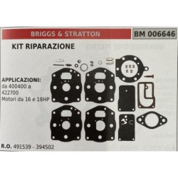 BRUMAR MEMBRANAKIT RIPARAZIONE BRIGGS & STRATTON  KIT RIPARAZIONE  APPLICAZIONI da 400400 a 422700 Motori da 16 a 18HP   RO 491