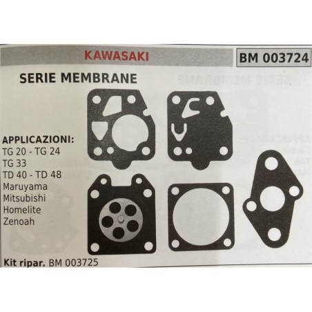 BRUMAR MEMBRANAKIT RIPARAZIONE KAWASAKI  SERIE MEMBRANE  APPLICAZIONI TG 20  TG 24 TG 33 TD 40  TD 48 Maruyama Mitsubishi Homel