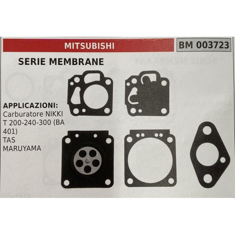 BRUMAR MEMBRANAKIT RIPARAZIONE MITSUBISHI  SERIE MEMBRANE  APPLICAZIONI Carburatore NIKKI T 200240300 (BA 401) TAS MARUYAMA  RO